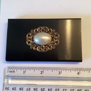 HARD BLACK METAL CASE WITH LUSTROUS PEARL!  Cash, cards, cigs, etc.